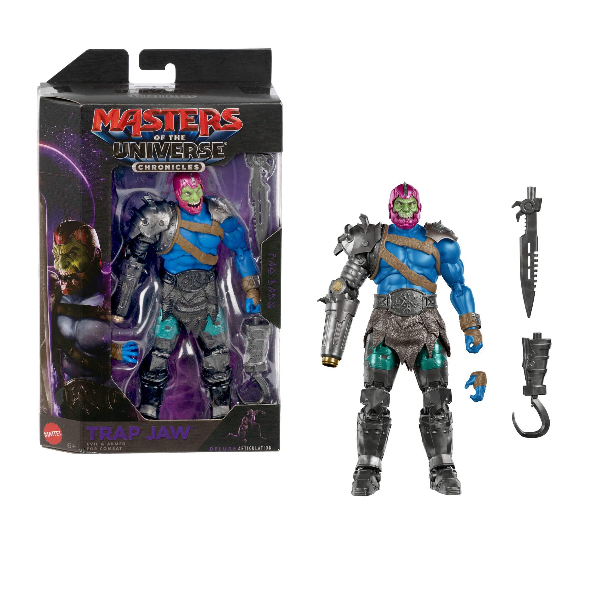 Masters of the Universe Actionfigur Chronicles Trap Jaw, Maßstab 1:12, Bösewicht detailgetreu zum Film von 2026, hervorragende Beweglichkeit mit 30 Bewegungspunkten, Hakenarm, JKJ27