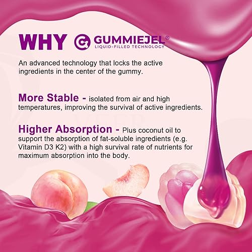 Miniatura 6 de Gomitas de citrato de calcio sin azúcar, 1000 mg con vitamina D3 K2, magnesio, zinc, boro, manganeso, cobre para huesos, músculos e inmunes,