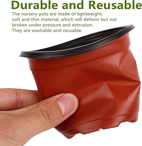 Miniatura 4 de 100 macetas de plástico suave de 9.45 pulgadas, contenedor de plantas de semillero y macetas de inicio de semillas, contenedor de plantas de flores
