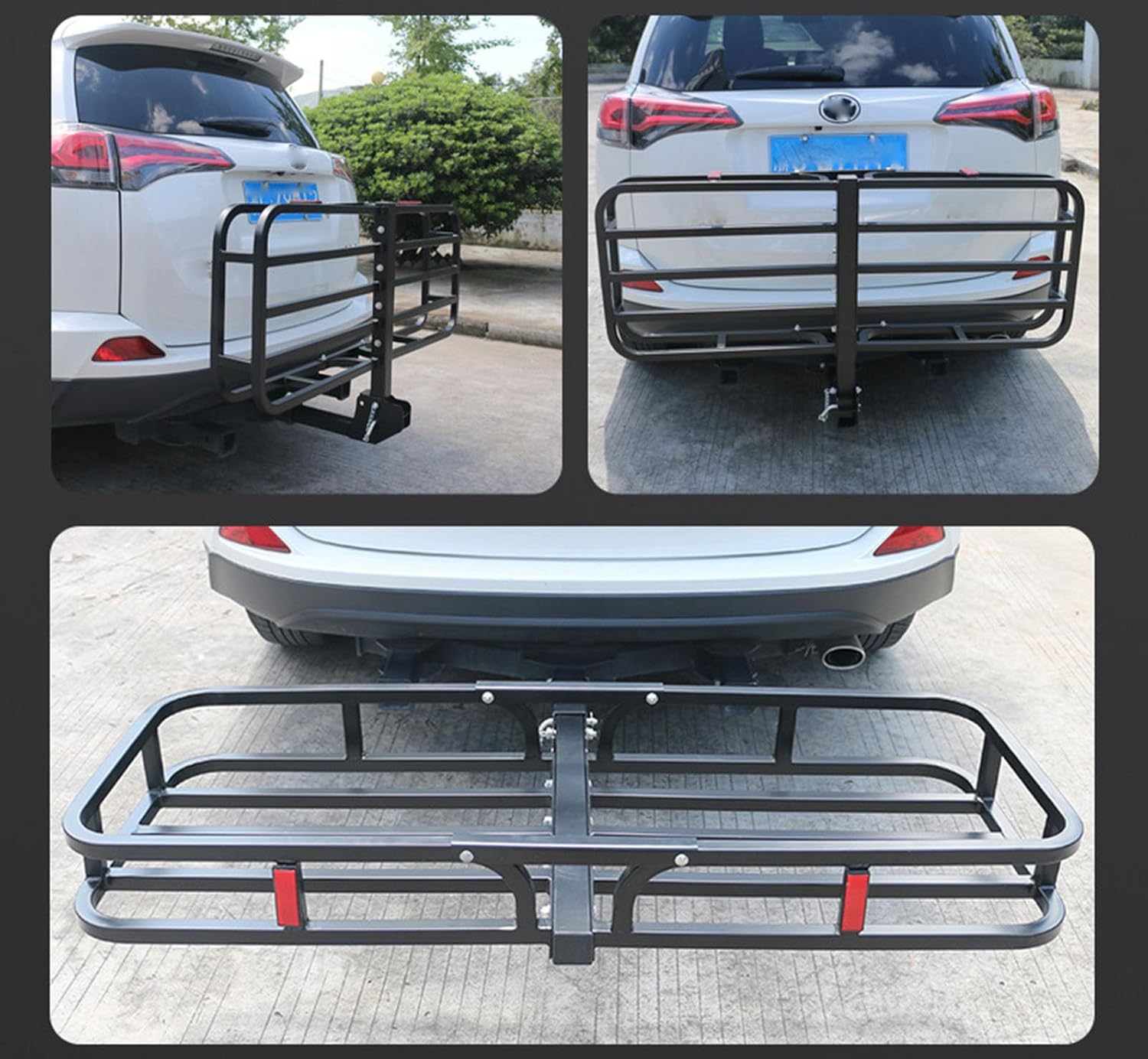 Hitch Mount Cargo Carrier Basket 500 LBS Folding Vehicle Cargo Baskets 2" Receiver Hitch Tightener Fastener