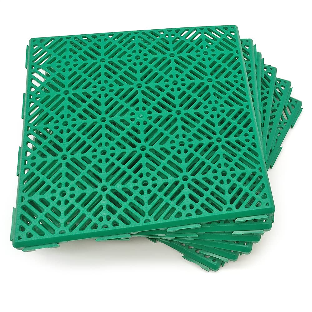 Pack 12 losetas plastico antihumedades para Suelos autoventiladas 30X30x1.5cm (Verde)