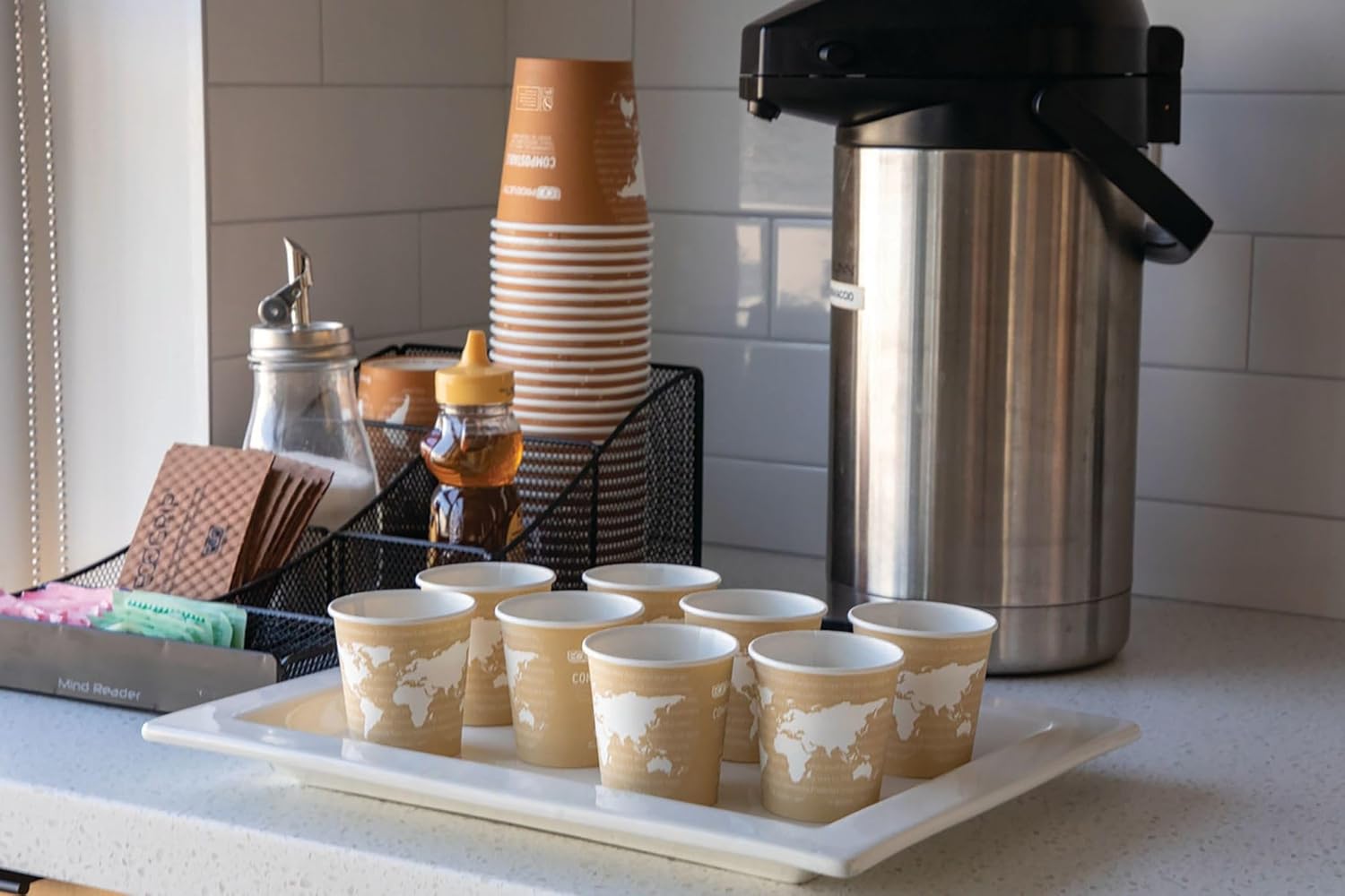 ECO PRODUCTS Compostable Disposable World Art 4oz Espresso Coffee Cups, Case of 1000, Renewable Hot Paper Cup, Plant Based PLA Lining, Color Coded - Image 9