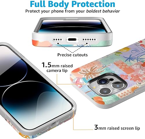 Vista 1085 de Casely Funda para iPhone 15 Pro Jardín Secreto Flores mixtas Funda atrevida Compatible con MagSafe y botón de acción Jardín Secreto Floral