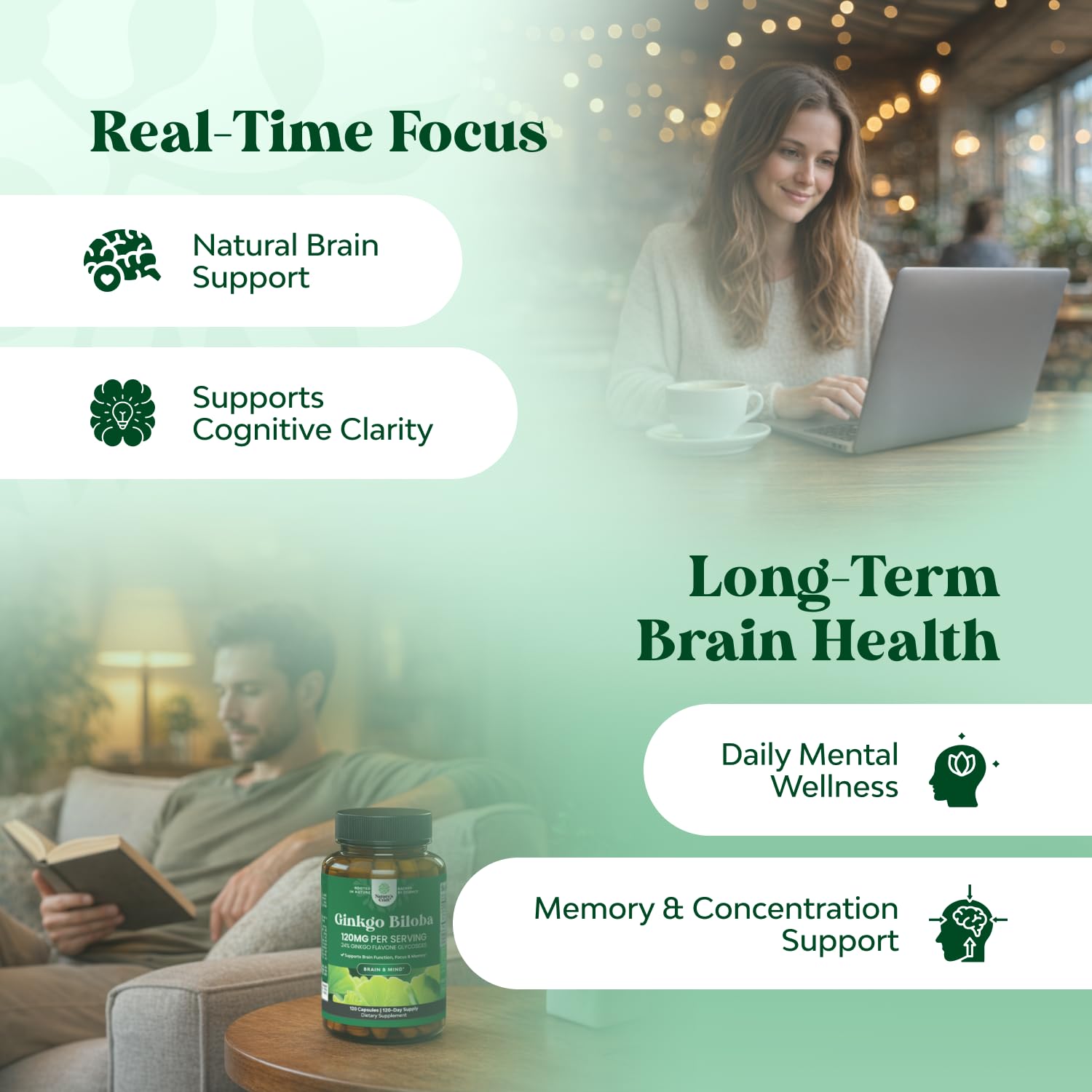 Natures Craft Ginkgo Biloba Capsules 120mg for Focus & Memory - 120 Count — Amazon image 3