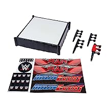 Mattel WWE – Superstar Ring, set con etichette per Main Event e RAW, tappeto del ring molleggiato e corde elastiche Pro Tension, giocattolo per bambini, 6+ anni, JDJ20