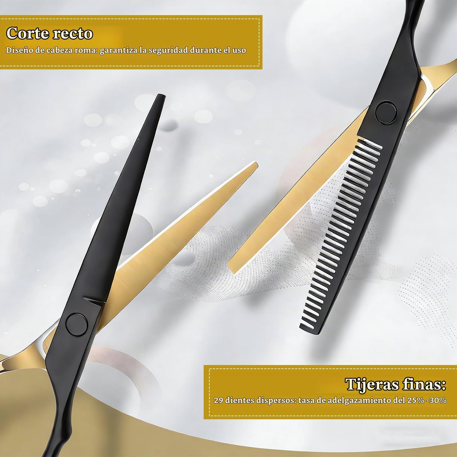 Tijeras Peluqueria Cortar Pelo, Tijeras Peluqueria Profesional Entresacar, Set Profesional de Tijeras para Pelo de Acero, Bolsa para Peluqueros, Principiantes y Uso Doméstico
