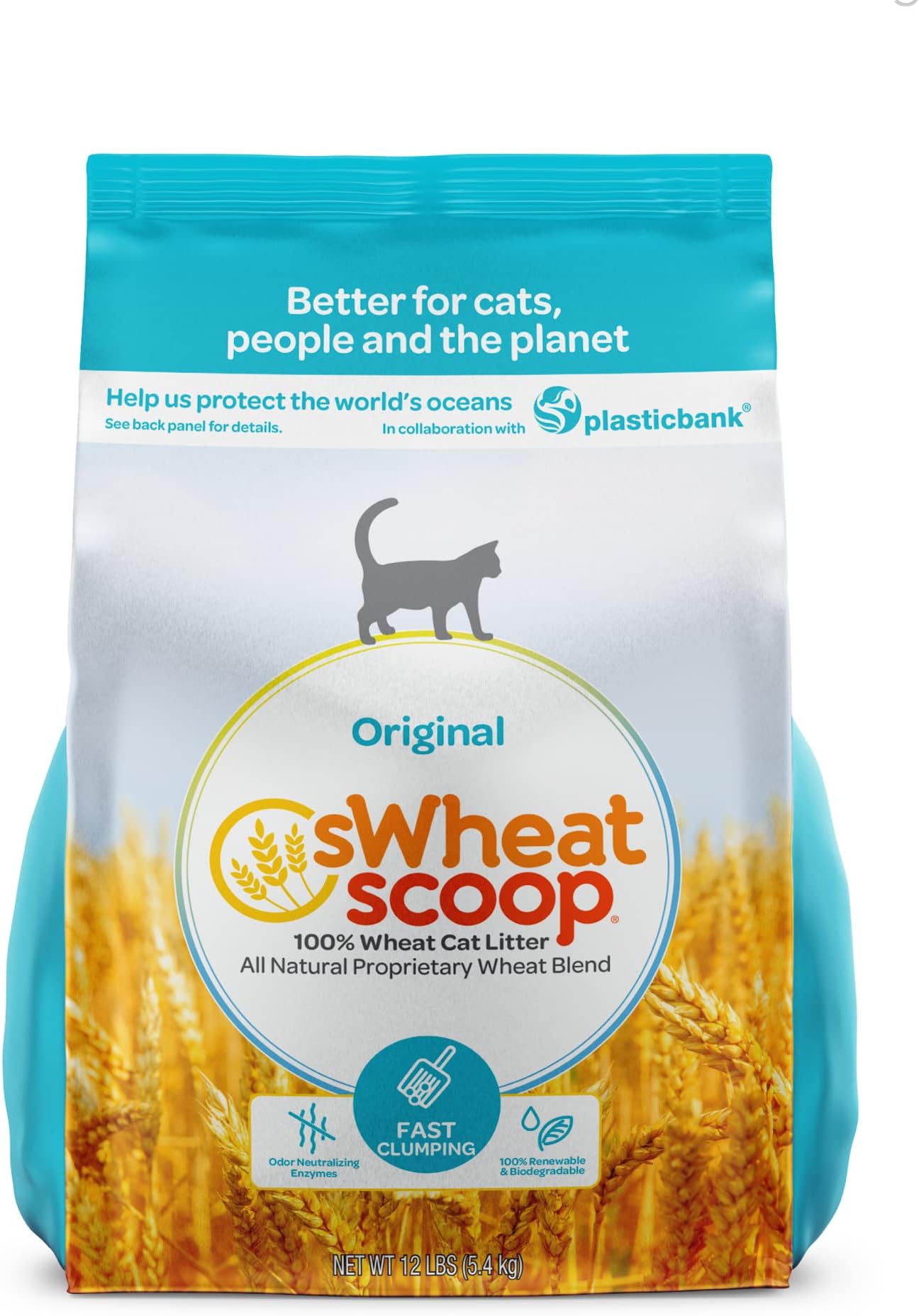 sWheat Scoop WheatBased Natural Cat Litter, MultiCat, 12