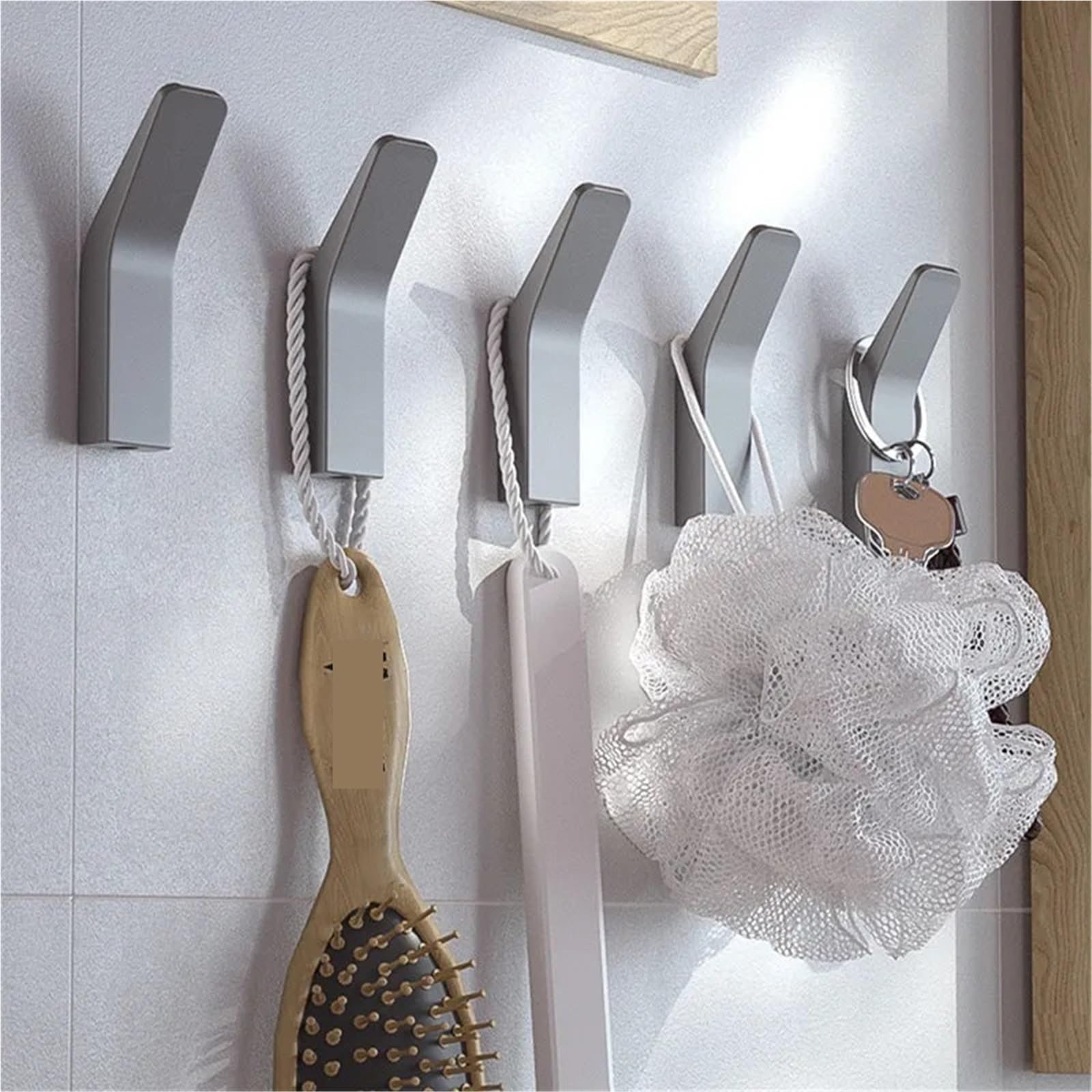 Gancho Adhesivo Ganchos for toallas en blanco y negro sin perforaciones for baño, bata, ropa, abrigo, llaves, bolsos, accesorios de cocina sala estar(Black-3pcs)