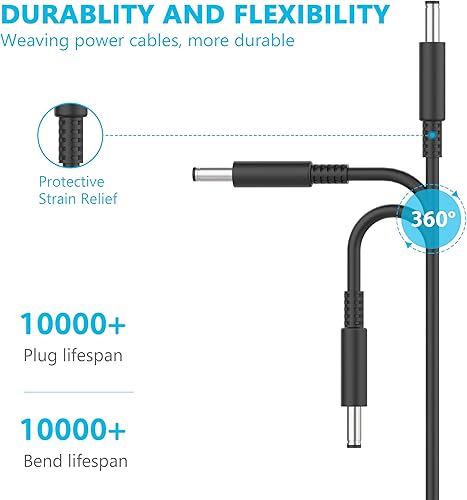 Miniatura 6 de Cargador adaptador de CA de 65 W y 45 W para Dell Laptop Charger, Dell Inspiron 11 13 14 15 17 3000 5000 7000 Series 15 3558 5559 5558 5755 5568