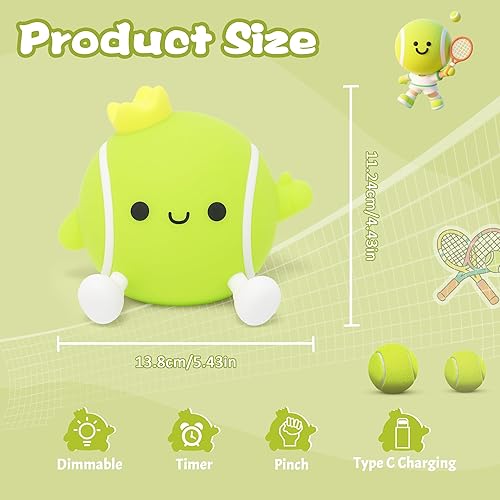 Miniatura 7 de Regalos de tenis, bonita pelota de tenis de silicona, luz nocturna de silicona, control táctil y temporizador, adecuado para lactancia materna,