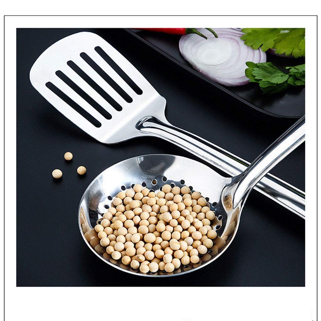 SKUZA Juego de Utensilios de Cocina, 4 Piezas de Utensilios de Cocina de Acero Inoxidable, espátulas for Carne frita, Pala, Cuchara de Sopa, espátula ranurada, cucharones, Herramienta de Cocina