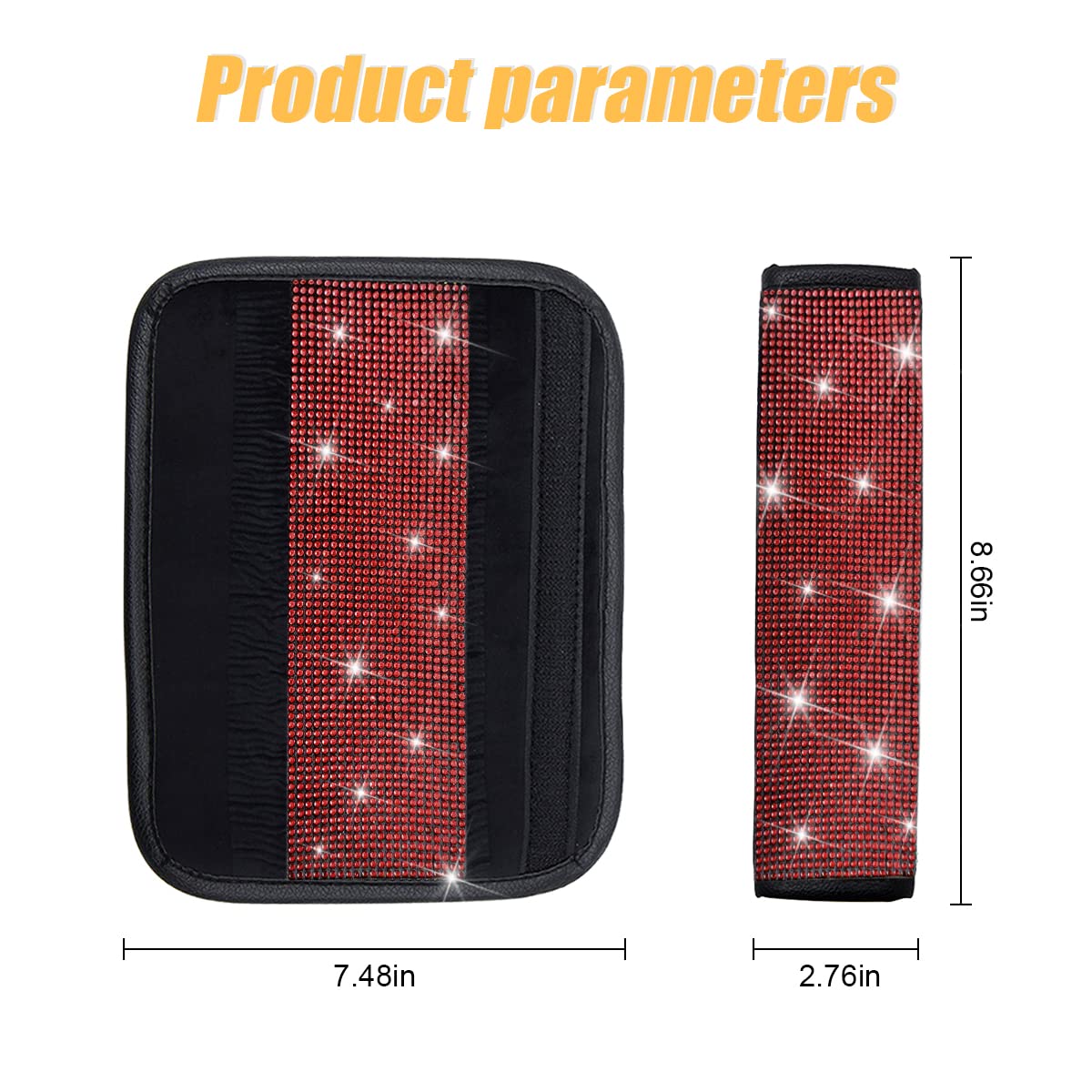 Bling Car Seat Belt Shoulder Pads 2PCS Rhinestone Crystal Auto Seat Belt Covers Diamonds Glitter Seatbelt Cushions for — view 2