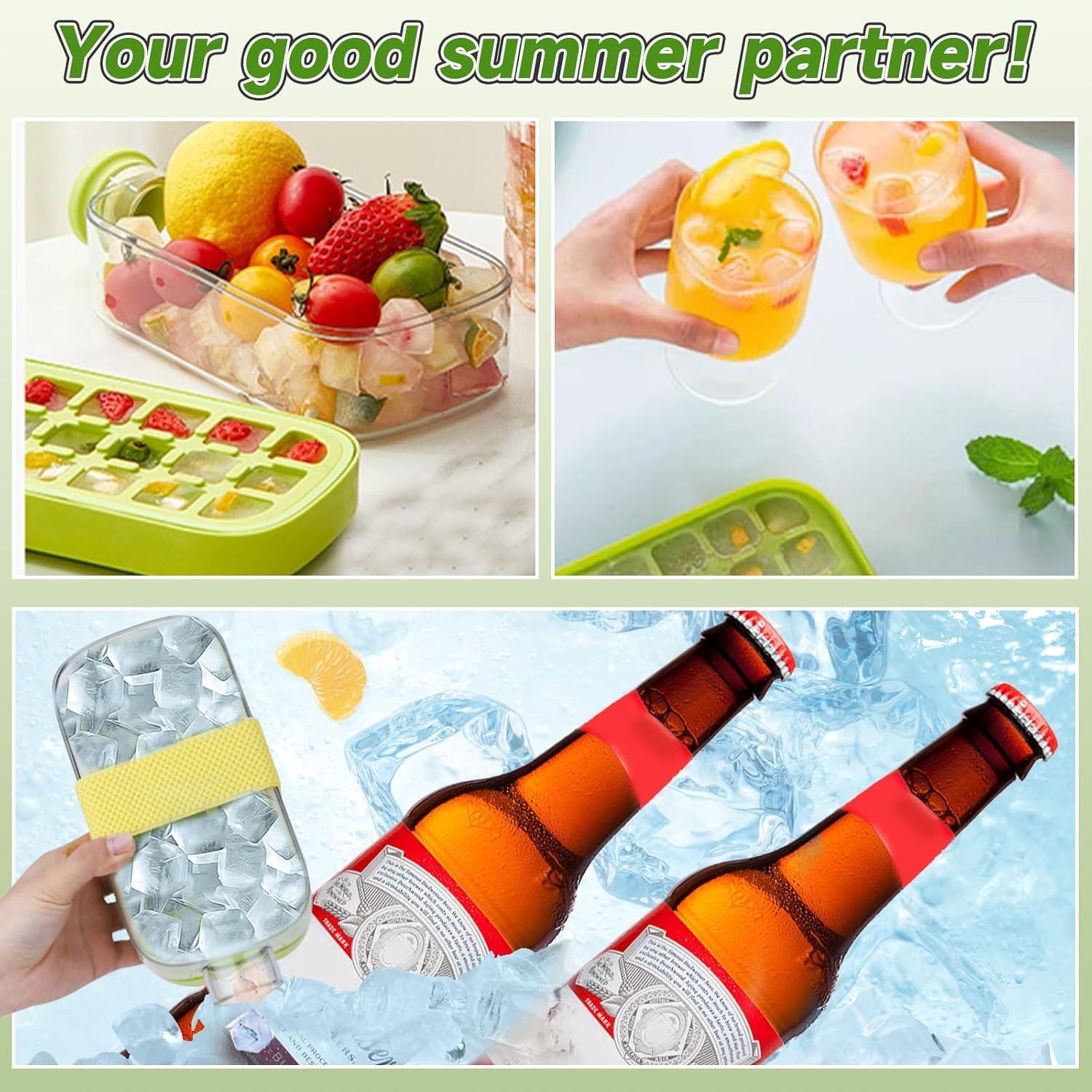 Bottiglia Per Cubetti Di Ghiaccio 2 In 1 - Con Vassoio, Rilascio One-Touch E Cannuccia - Foto 7