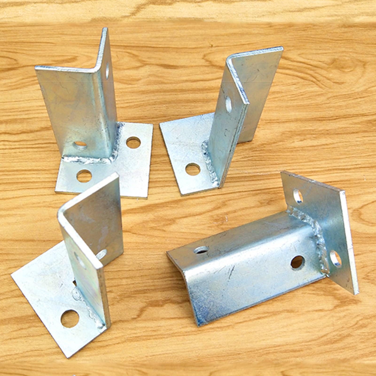 Base para Postes de Madera Base De Poste Ajustable Para Hormigón, 2 4 Piezas De Madera De La Cerca De La Pérgola Soportes/Ancla De Media Columna Para El Buzón De Barandilla De La Cubierta, Plata Pos