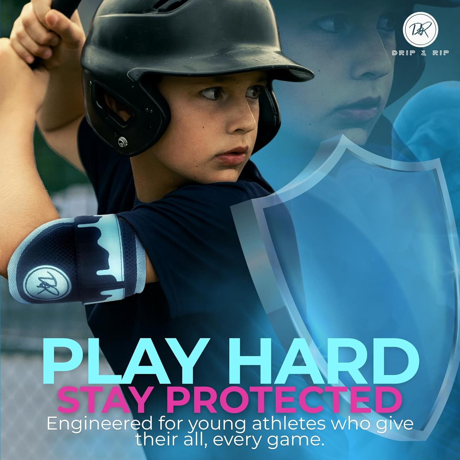 Drip and Rip - Youth Softball Elbow Guard - Baseball Batters - Baseball Elbow Guard - Youth with Adjustable Straps - Ages 10 to 12