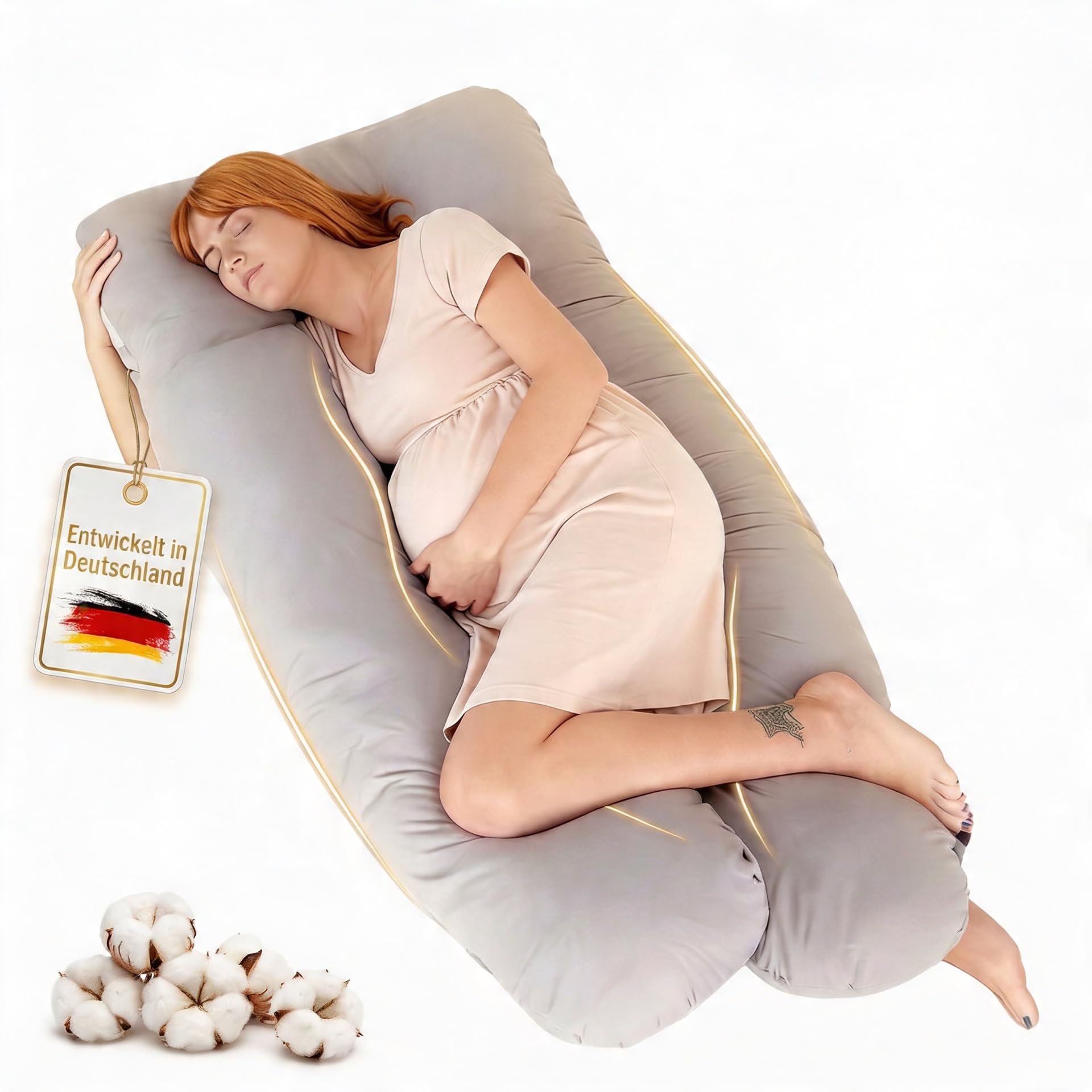 Generisch Schwangerschaftskissen mit Doppelbezug Stillkissen XXL Body Pillow Schlaftherapie Kissen Komfortkissen Flexible Füllung