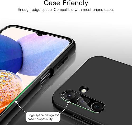 Miniatura 5 de JETech Protector de pantalla para Samsung Galaxy A14 5G de 66 pulgadas con protector de lente de cámara película de vidrio templado HD transparente