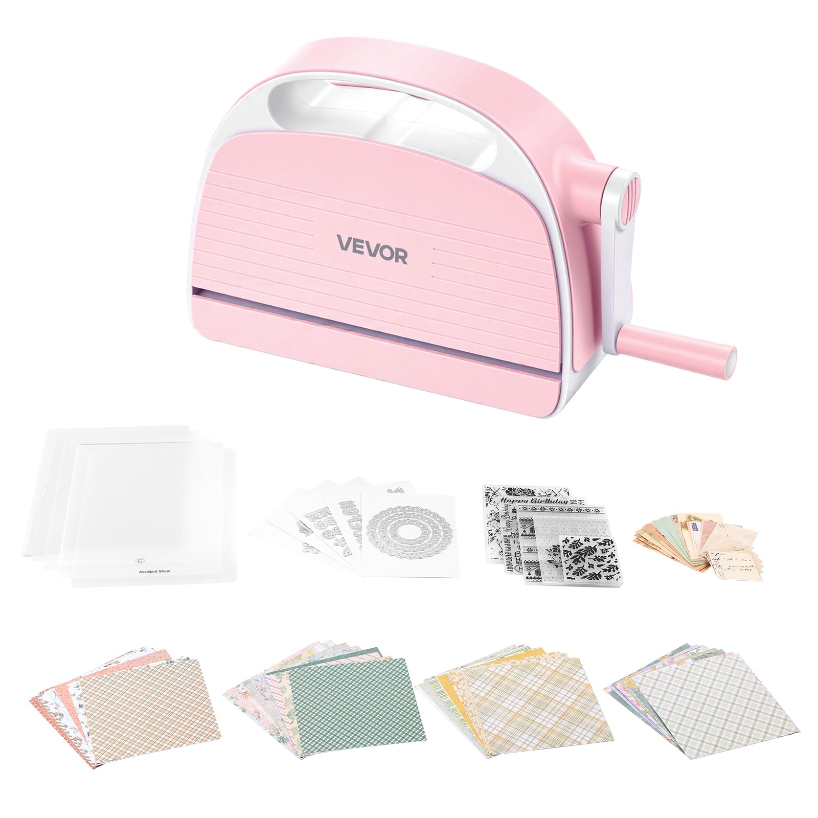 VEVOR Manuelle Stanz- & Prägemaschine, 152 mm, Tragbares Stanzmaschinen-Set mit Stanzformen, Prägefoldern, Papierbögen, Schneideplatten, für Scrapbooking, Kartenherstellung & Bastelarbeiten