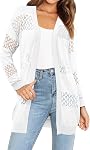 BETTE BOUTIK Women's Lightweight Open Front Knit Cardigan Spring Summer Soft Sweater Long Sleeve Crochet Sun Protection