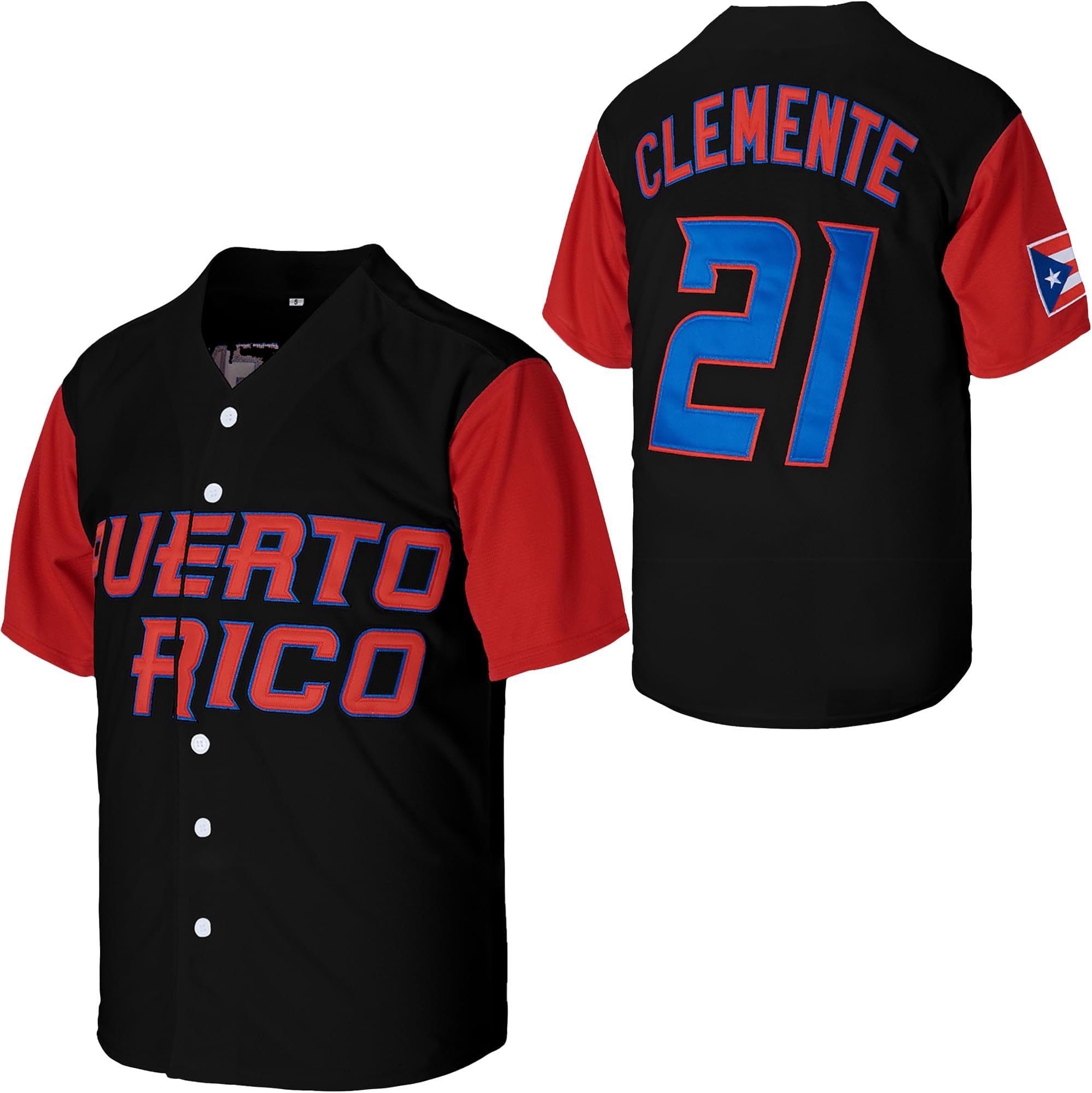 KekambasYouth #21 Roberto Clemente Puerto Rico World Game Classic Kids Baseball Jersey White Black Stitched