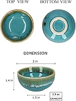 Vista 3 de Plato de cerámica para salsa de soja, cuencos pequeños, 3 pulgadas, juego de 4 (azul pastel)