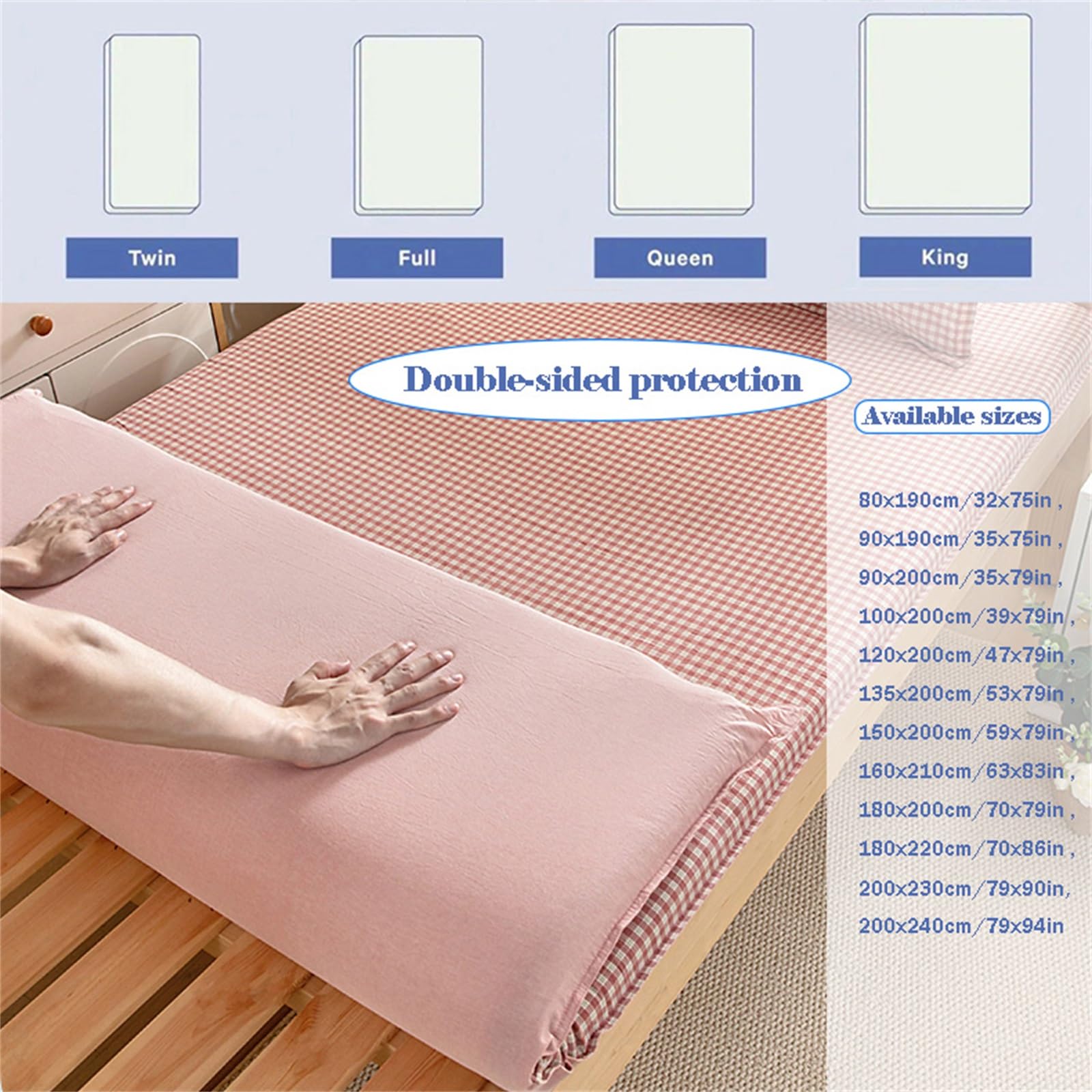 Housse De Matelas Futon en Coton avec Fermeture Éclair, Housse De Matelas De Sol Futon Japonais, Protection for Tatami De Sol Japonais, Lavable Et Facile À Enfiler/Retirer(Blue,160x210cm/63x83in)