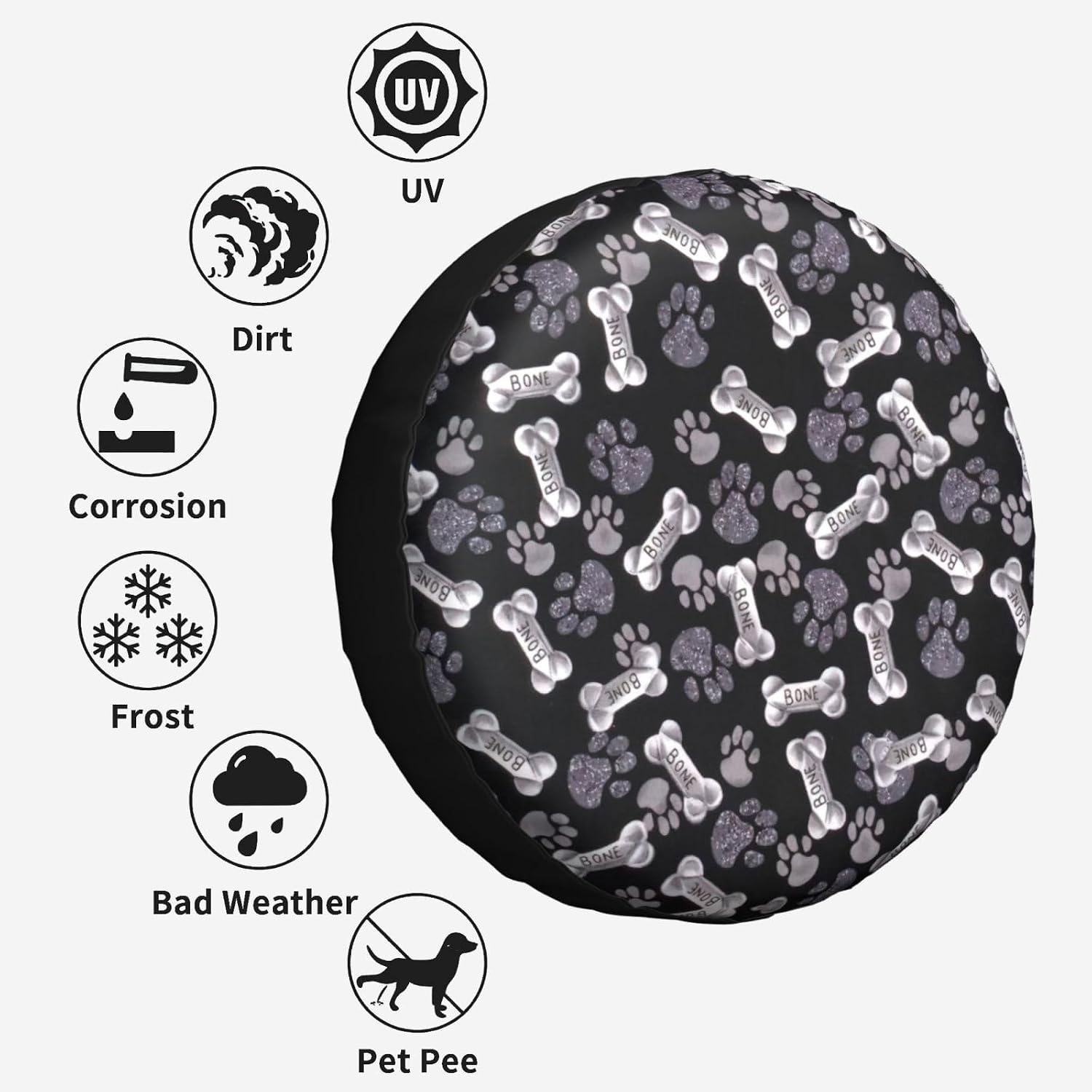 Dog Puppy Paw Print Tire Cover Universal Spare Wheel for Trailer Rv SUV Truck Camper Travel Accessories