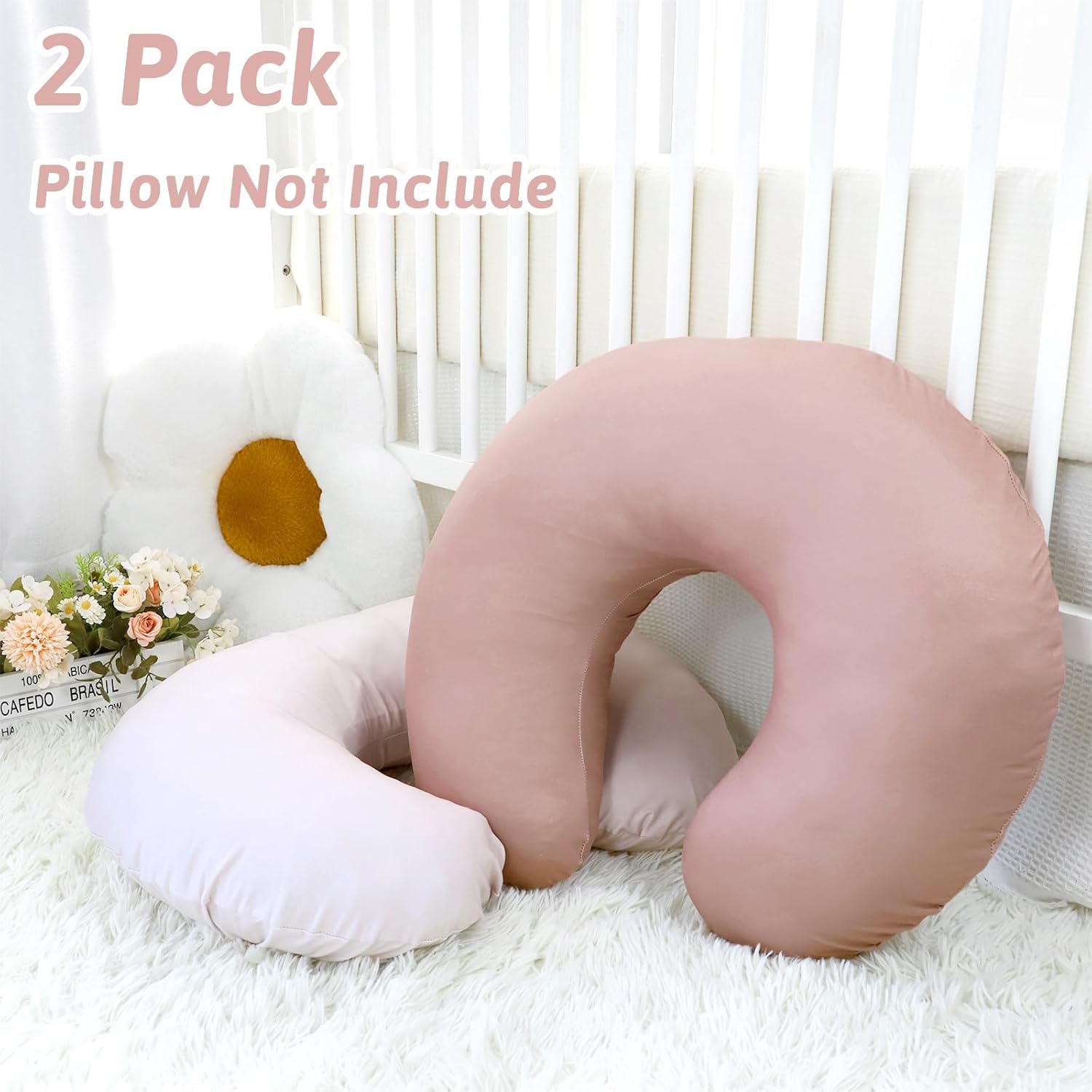 TANOFAR Nursing Pillow Cover 2 Pack, Stretchy Soft for Breastfeeding, Fits Standard Infant Pillow for Boys Girls, Milk Silk (Cover Only) - Image 2