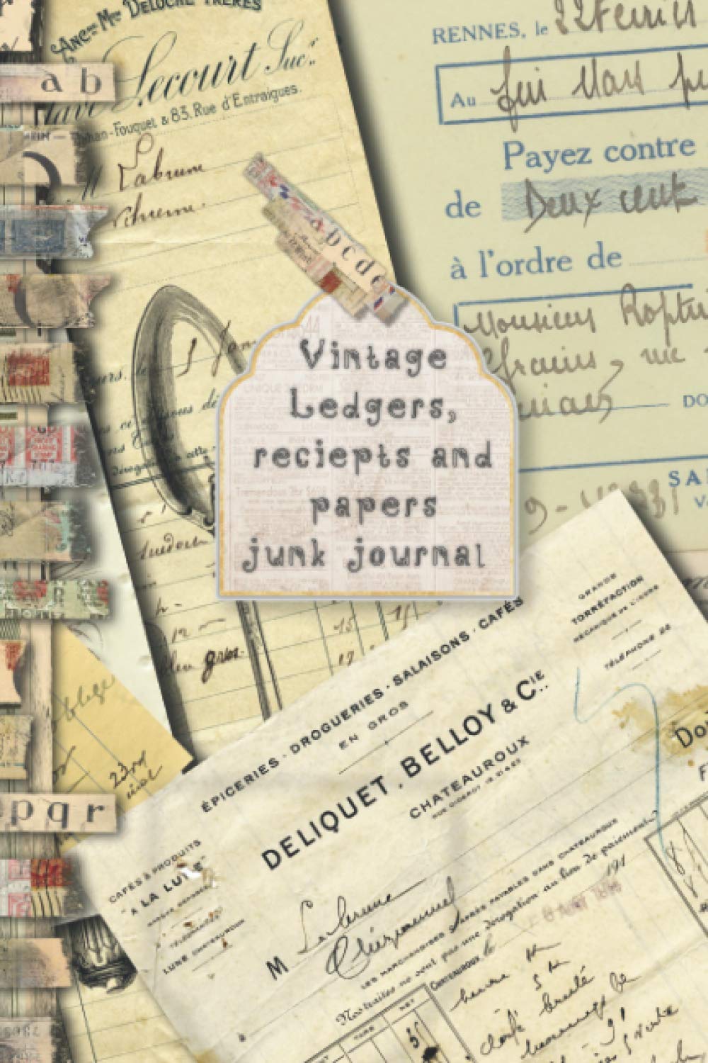 Vintage Ledgers, receipts and papers junk jounal: Full colour slimline paperback journalling book for creating sketchbooks - Emphera elements for ... - Ideal for the crafter to create journals