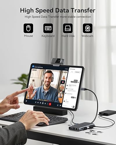 Miniatura 7 de ZMUIPNG Estación de acoplamiento USB C Monitor dual 15 en 1 Estación de acoplamiento para portátil Triple pantalla USB C Hub Adaptador múltiple