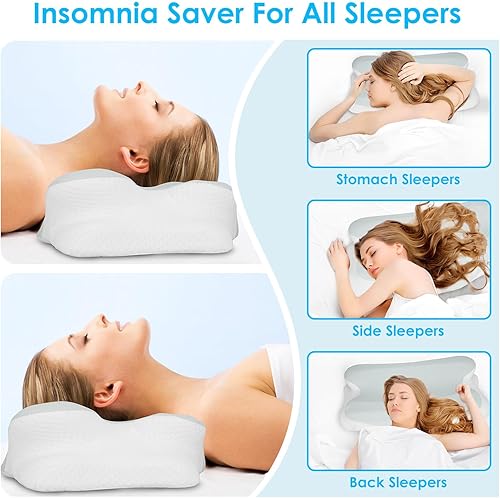 Miniatura 5 de Almohada cervical para aliviar la tensión del cuello, almohada de apoyo de cuello de espuma viscoelástica, ergonómicas ortopédicas de espuma