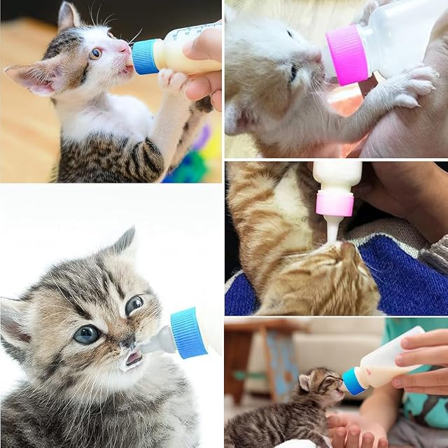 Foto 3 de 6 de UQMIQURA 2 botellas de cría de gato, 60 ml, juego de biberones para mascotas