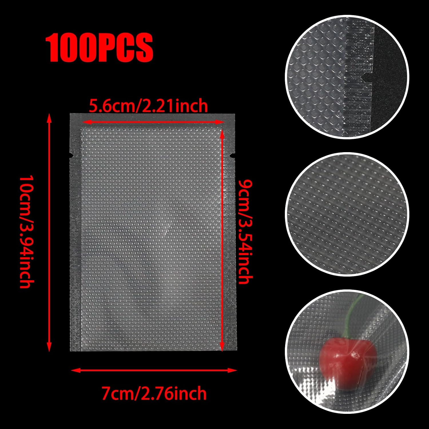 Pine & Linen 100pcs Vacuum Sealer Bags,Commercial Grade Heat Seal PreCut Bags for Food Preservation,Heavy-Duty Food Vac Bags for Meal Prep/Sous Vide(2.7 x 4 Inch) image 2