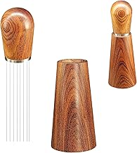 Espresso Coffee Stirrer 8 Needle Type Professional Coffee WDT Tool 0.55mm Natural Wood Handle and Stand Professional Barista Hand Distribution Tool Coffee Stirring Tool