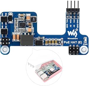 Waveshare POE HAT (E),Power Over Ethernet HAT Type E Compatible with Raspberry Pi 3B+/4B 802.3af-Compliant, Mini Body, More Space-Saving