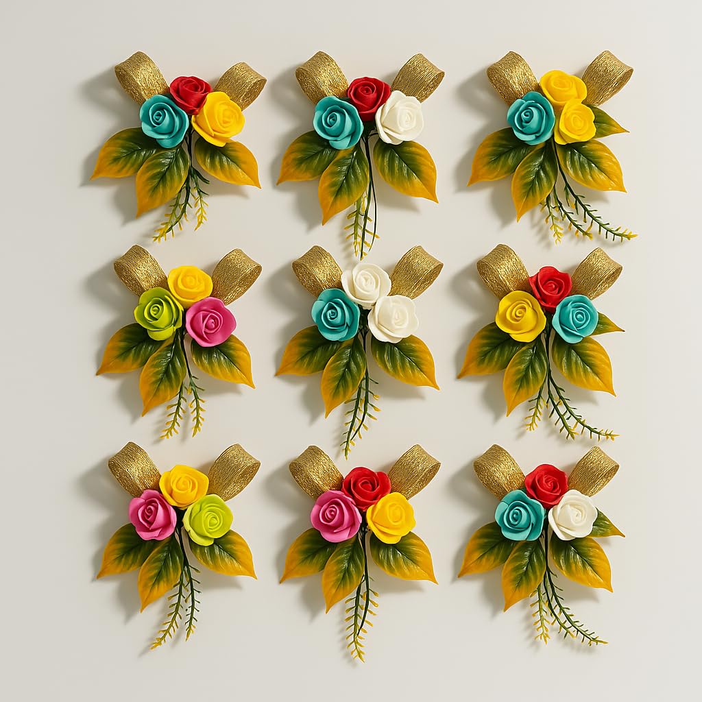 AKP Pack of 9 Premium Handmade Gift Decoration Flowers – Perfect for Hampers, Boxes, Envelopes & Gifting-image-37