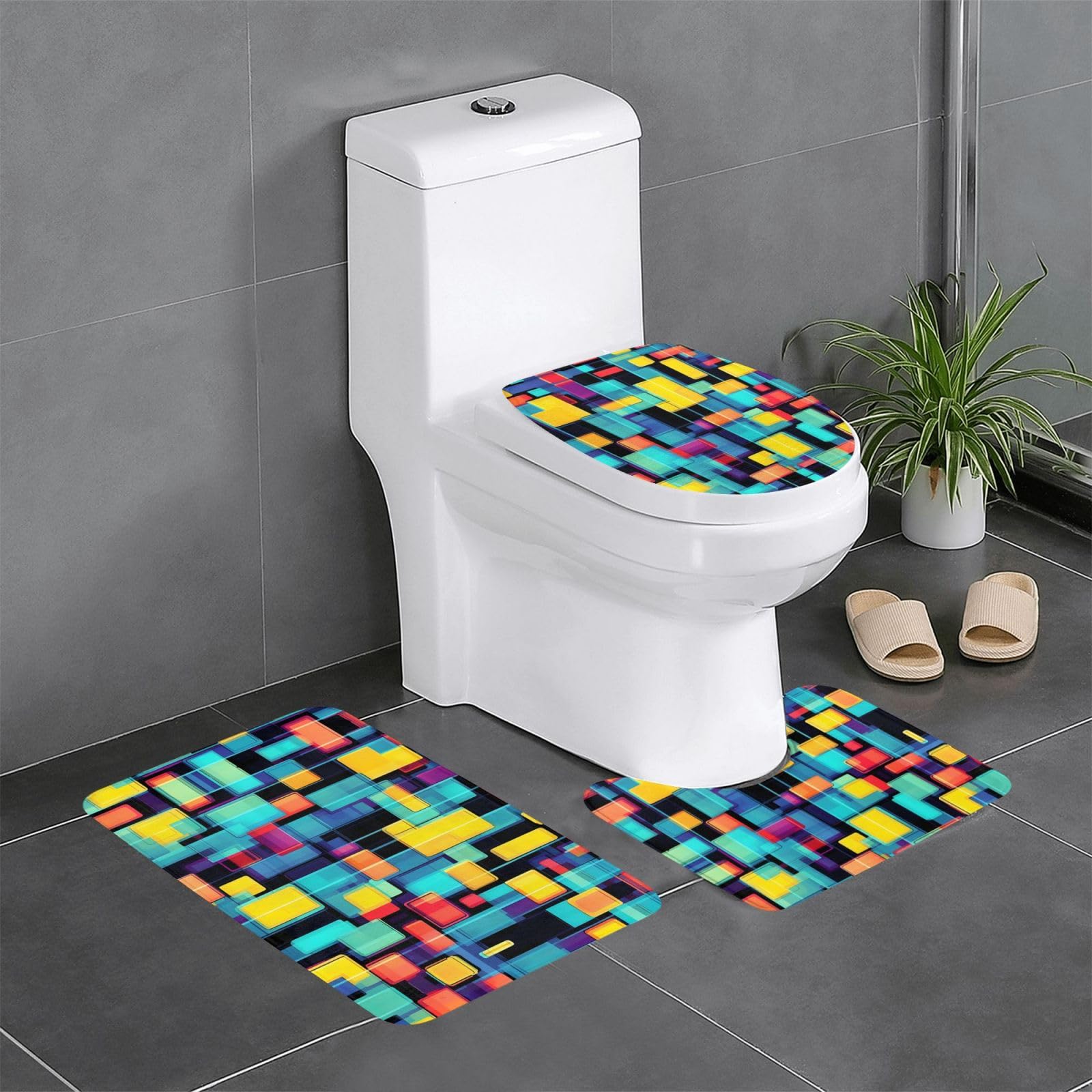 Tapis de salle de bain antidérapants géométriques pour sublimer votre coiffeuse et WC