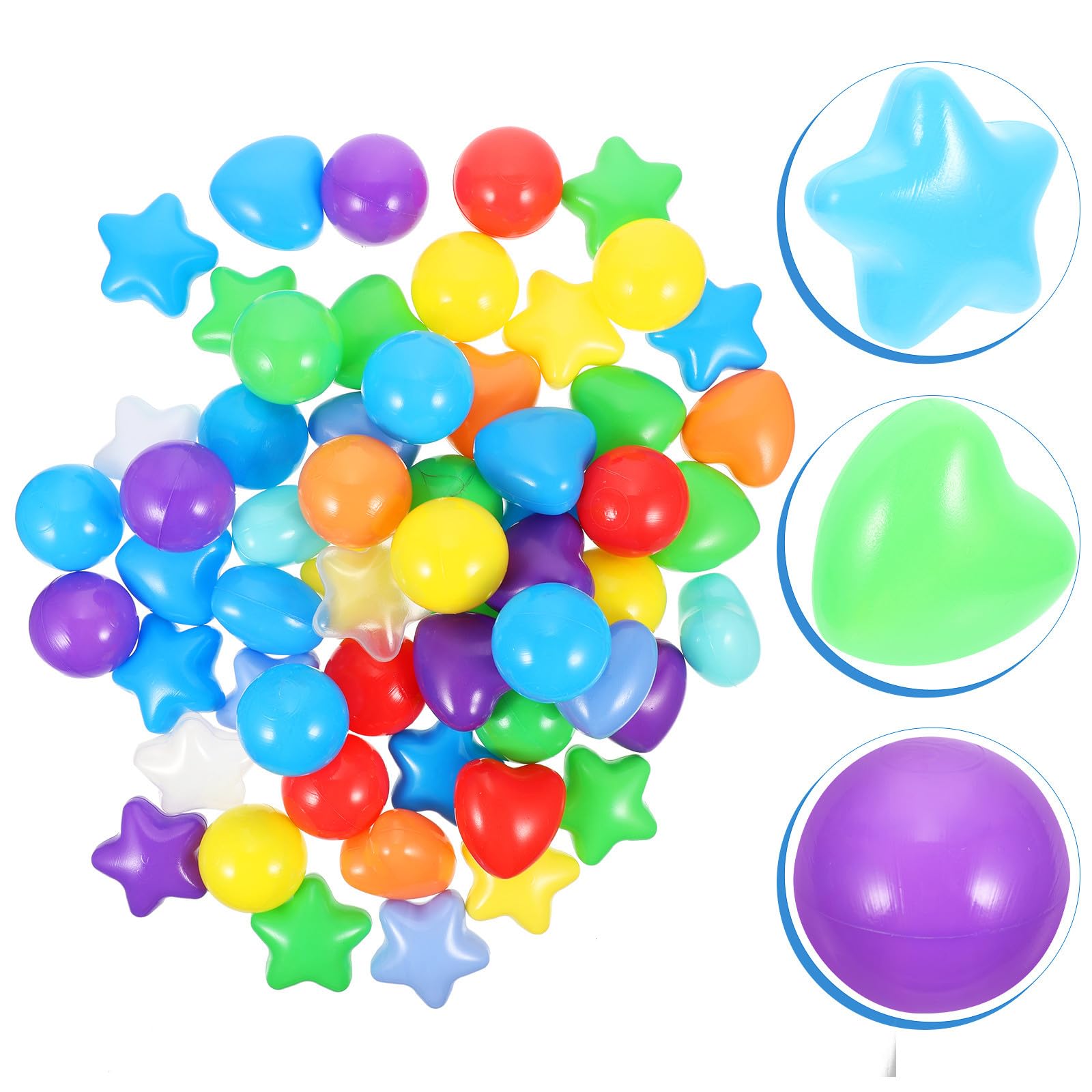 Hemobllo Bolas de Plástico Juguetes Creativos 150 Forma de Estrella y Corazón para Niños para Piscina y Fiestas en Parques de Atracciones
