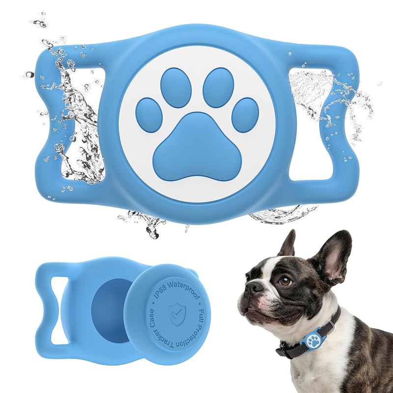 Capa de Silicone para AirTag WhoseID com Proteção contra Água, Azul e Branco