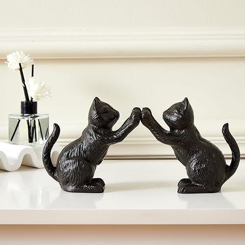 Miniatura 6 de Denique Sujetalibros decorativos para gatos, bonitos extremos para libros, sujetalibros para estantes, tapón único de hierro fundido para libros