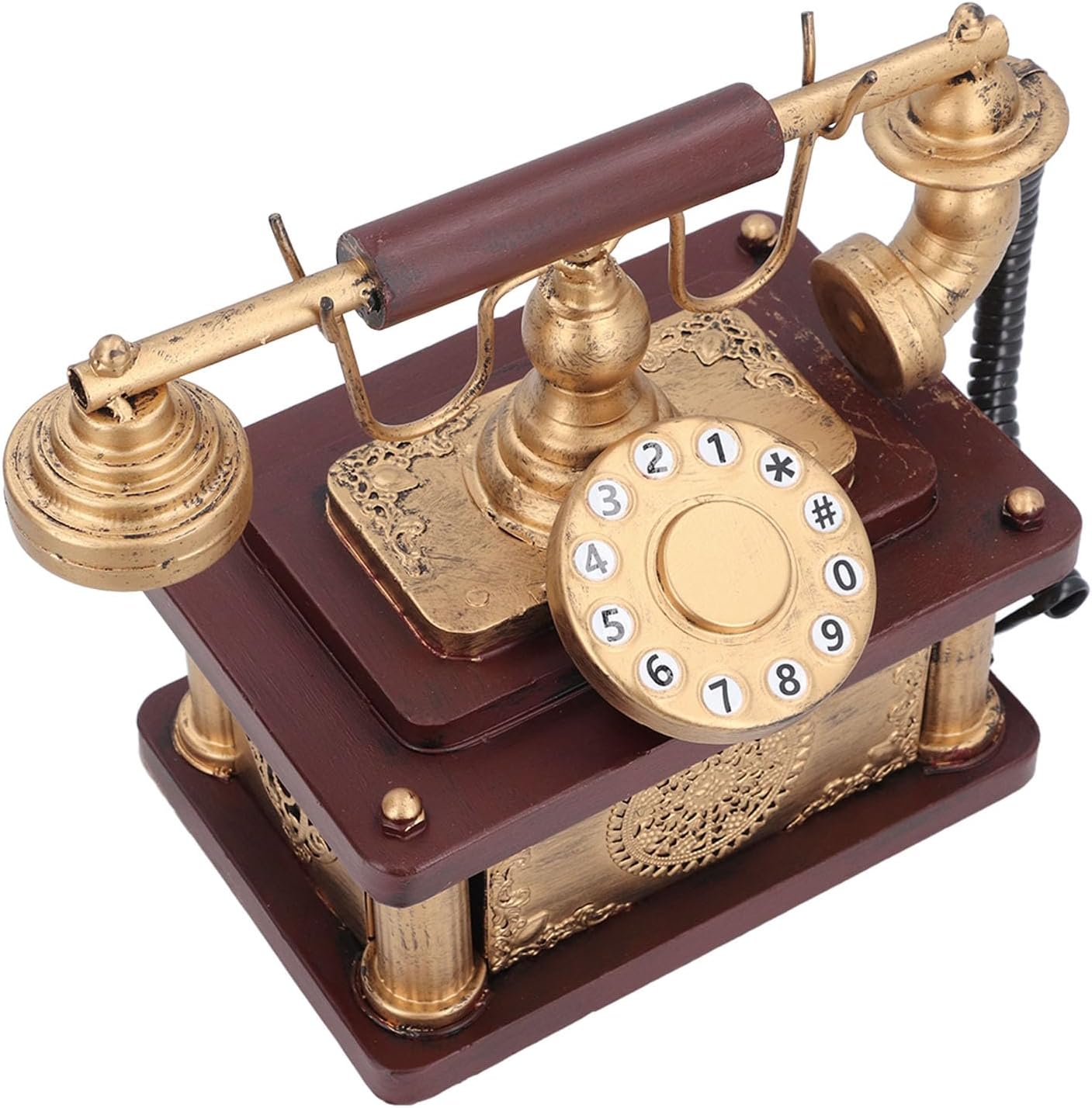 Vintage Telephone Model Retro Telephones Ornament Innovative Decorative Resin Art Piece for Cafe Bar Home Office Decor 10.6x8.9x5.5in