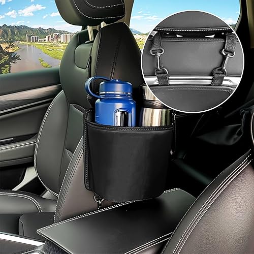 Miniatura 6 de Expansor de portavasos de automóvil para el lado del asiento del automóvil, bolsa de almacenamiento colgante multifuncional para botella de agua,