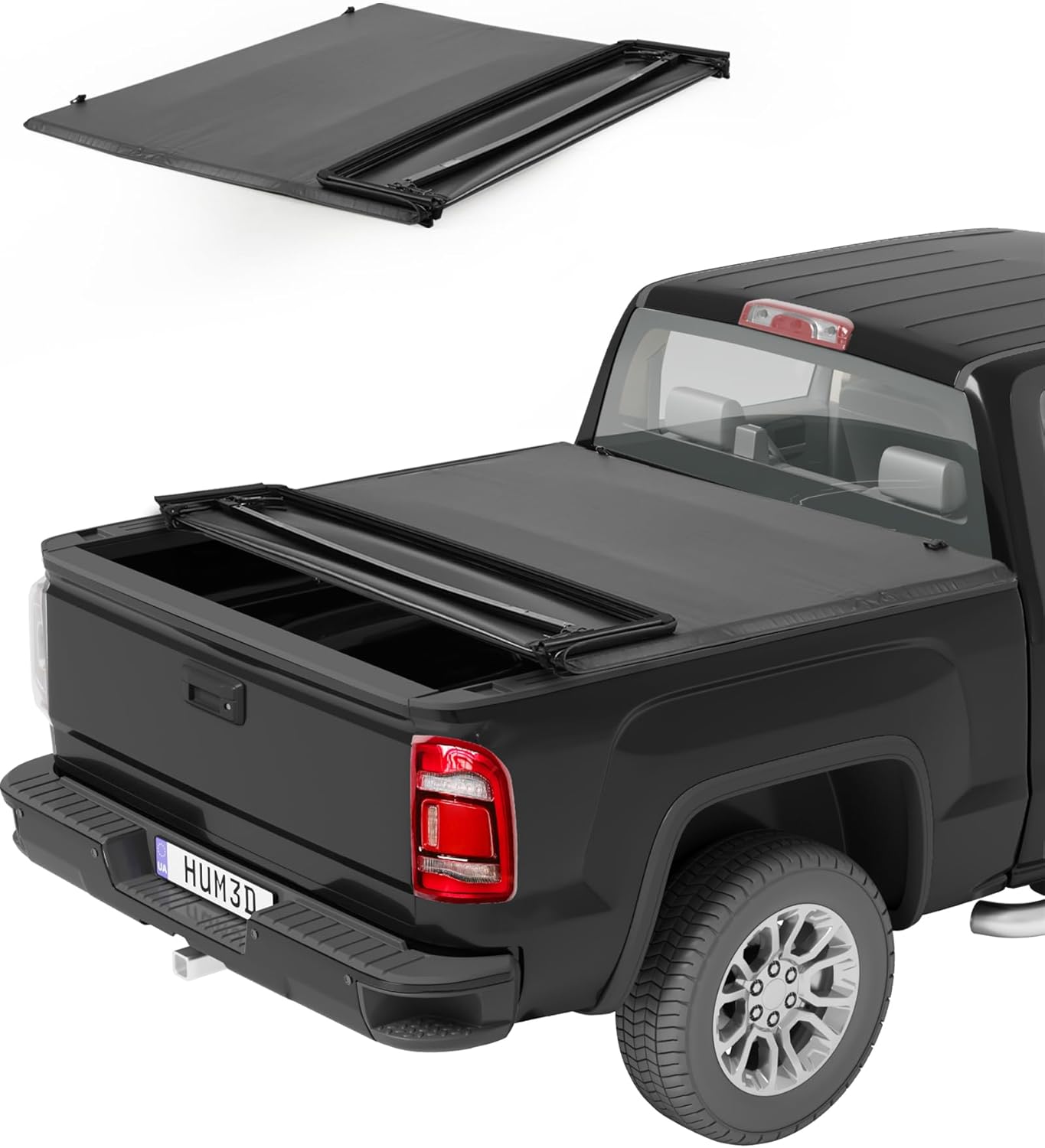 6.4 Ft (76.8 in) Soft Quad-fold Truck Bed Tonneau Cover Compatible with 2023 Dodge Ram 1500, 2003-2023 Dodge Ram 2500 3500, Water-Proof Truck Bed Cover for Dodge Ram