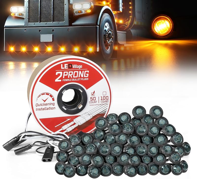 Luzes de posição laterais LED Ledvillage âmbar com lente fumê 12 V para caminhão e reboque – Kit com 50 unidades