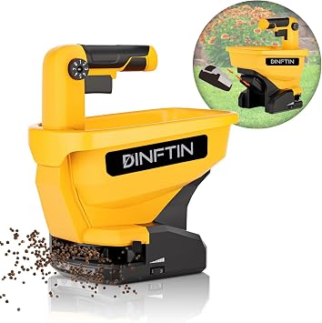 Dinftin Battery Operated Spreader Compatible for Dewalt 20V/60V Li-ion Battery, Seed Spreader Handheld Available Year-Round, Grass Seeds, Rock Salt and De-icer Out-Doors Battery not Included