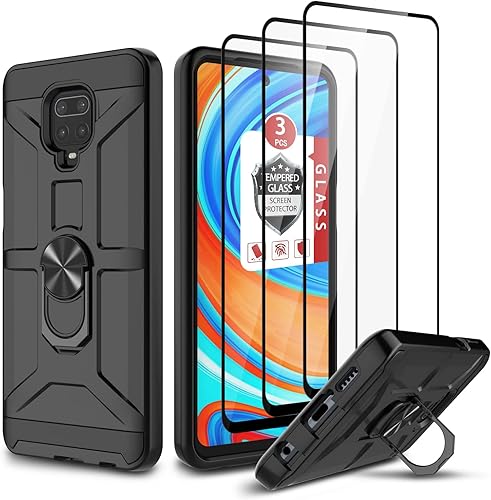 Miniatura 8 de Funda para Xiaomi Note 9 Pro, Note 9sNote 9 Pro Max, con 3 protectores de pantalla de vidrio templado, soporte de anillo integrado y soporte