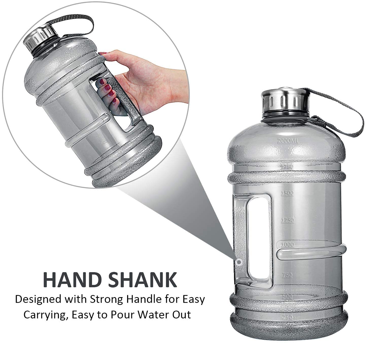 Grofilo 2.2L Water Bottle - Leakproof & BPA Free -3