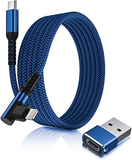 BASESAILOR USB C to Lightning Charger Cable Right Angle 3M with USB Adapter,Apple MFI Certified 90 Degree Type C PD Fast Charging Cord for iPhone 11 12 13 14 Mini Pro Max,SE,AirPods,iPad 8th 9th Gen
