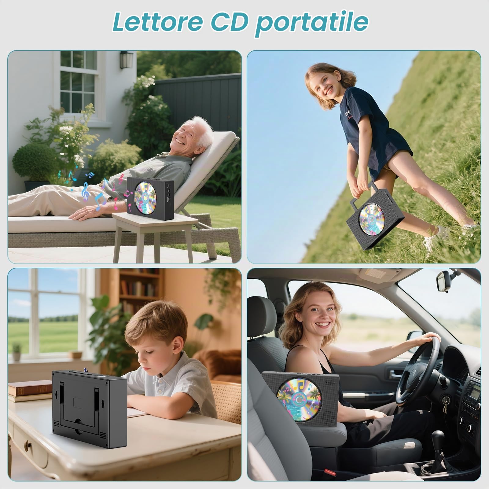 Gueray Lettore CD Portatile Bluetooth CD Player Hifi con display