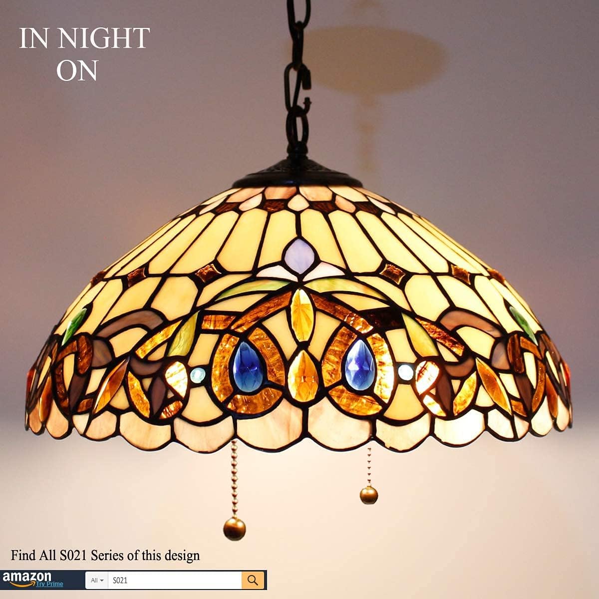 Best Cyber Monday 🔥 Tiffany Pendant Lighting for Kitchen Island Fixture Industrial Rustic Chandelier Large LED Swag Farmhouse 16 Serenity Victorian Stained Glass Shade Boho Hanging Lamp Bedroom Living Dining WERFACTORY